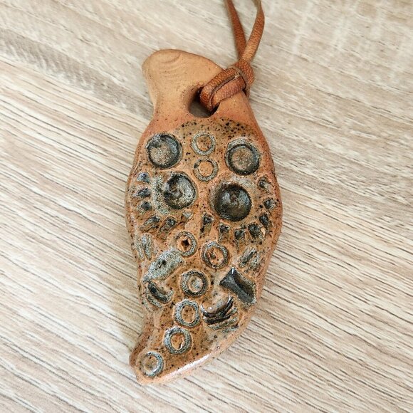 Aboriginal Spirit Pottery Mook Mook Handmade Clay Pendant Leather Strap Necklace - Picture 4 of 9